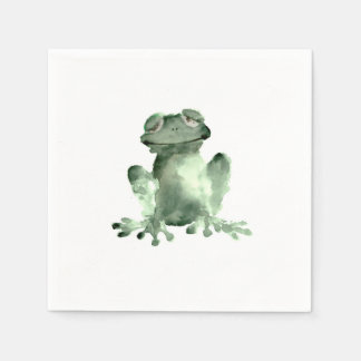 En Papier Joyeuse grenouille verte blanc décoratif serviette