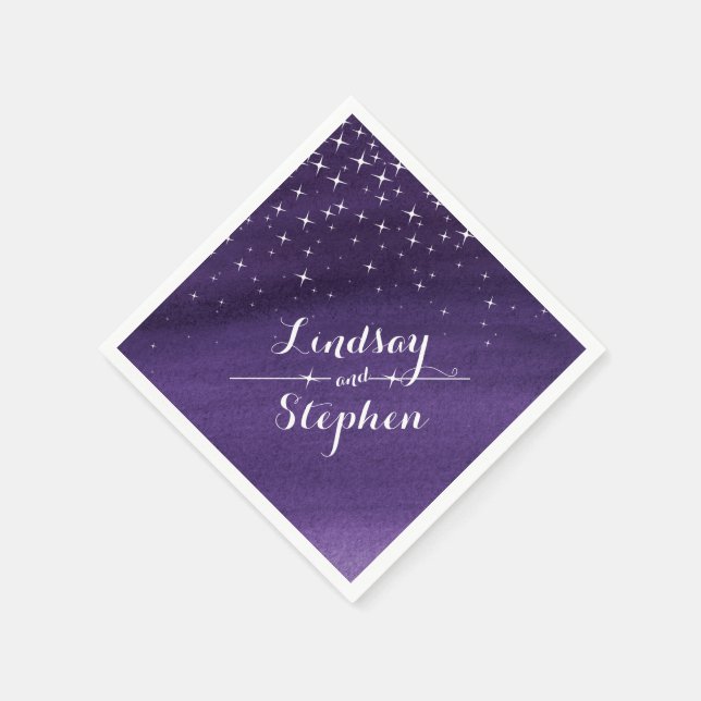 En Papier Mariage étoile nuit violet serviettes personnalisé (Coin)