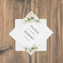 Mariage Mariage de roses blanches vertes serviette