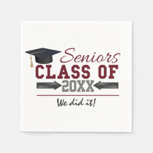 En Papier Maroon et Gris Typographie Serviettes de graduatio