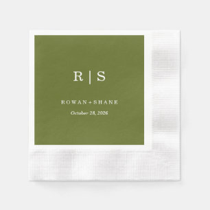 En Papier Minimaliste et Chic Serviette de mariage verte a