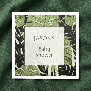 En Papier Nom de baby shower feuille tropical serviette