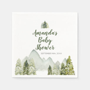 En Papier Pine Tree Adventure Mountain Baby shower serviette