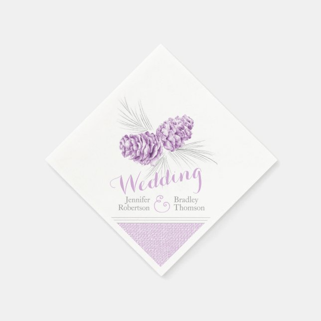 En Papier Pine violette cône d'hiver serviettes de mariage (Coin)