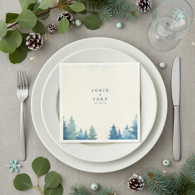 En Papier Pins doux mariage serviette (Soft pine trees wedding napkin.)