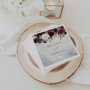 En Papier Rose classique Fleurs de pivoine Mariage serviette