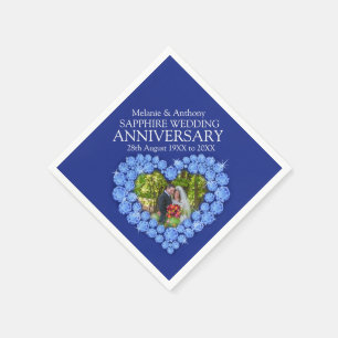 En Papier Sapphire Mariage de coeur photo et nom serviettes