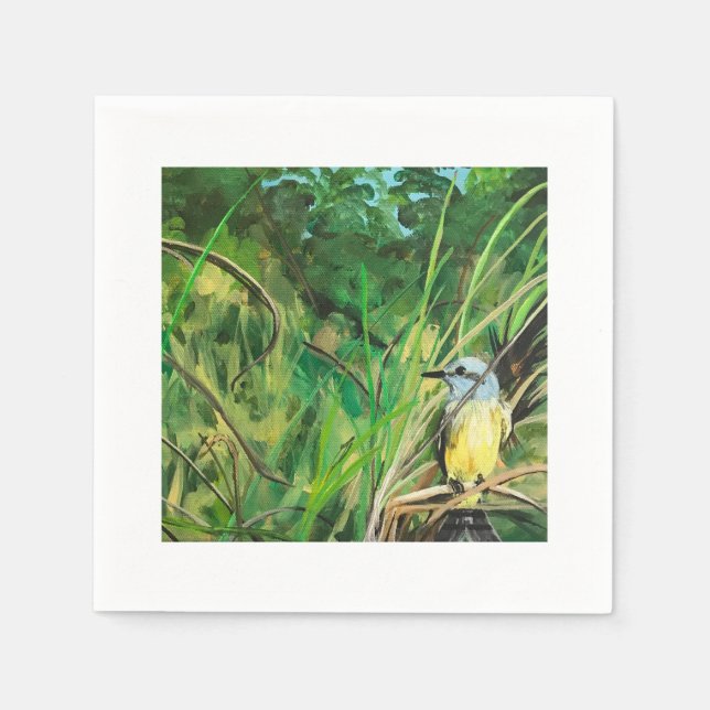En Papier Serviette à cocktail avec oiseau (Devant)