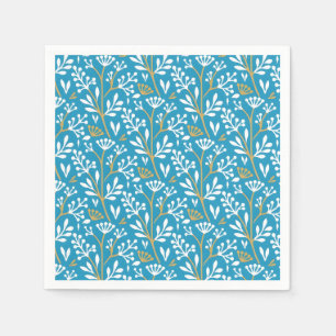 En Papier Serviette à motif botanique de couleur bleue de st
