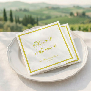 En Papier Serviette Citrus Mariage Jaune Écriture Élégante