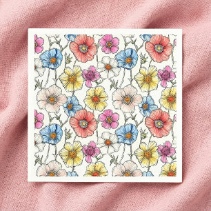 En Papier serviette colorée aux fleurs sauvages