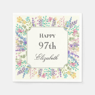 En Papier Serviette d'anniversaire 97 ans à motif floral col