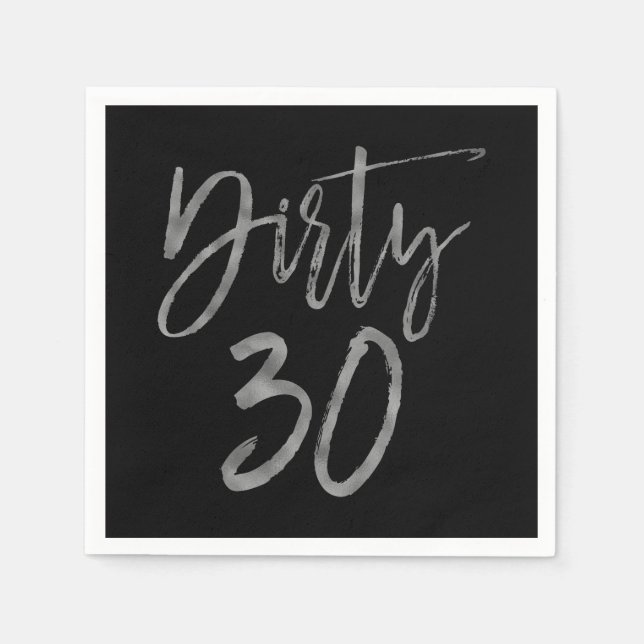 En Papier Serviette d'anniversaire de 30 huile d'argent sale (Devant)