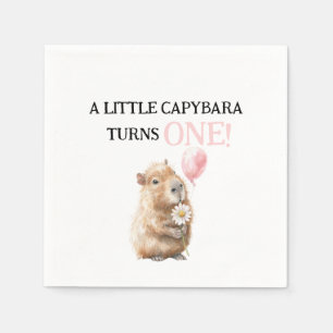 En Papier Serviette d'anniversaire de capybara • Premier ann