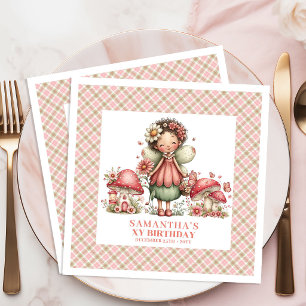 En Papier Serviette de Anniversaire Rose Fleurs de Fée Fanta