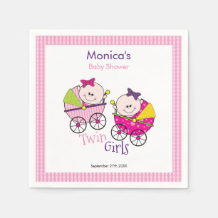 En Papier Serviette de bain de bébé Filles Jumelles à carrea