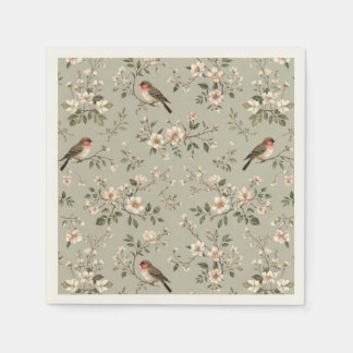 En Papier Serviette de cocktail florale LoveBird