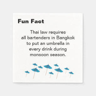 En Papier serviette de cocktail Monsoon Umbrella Fun Fact