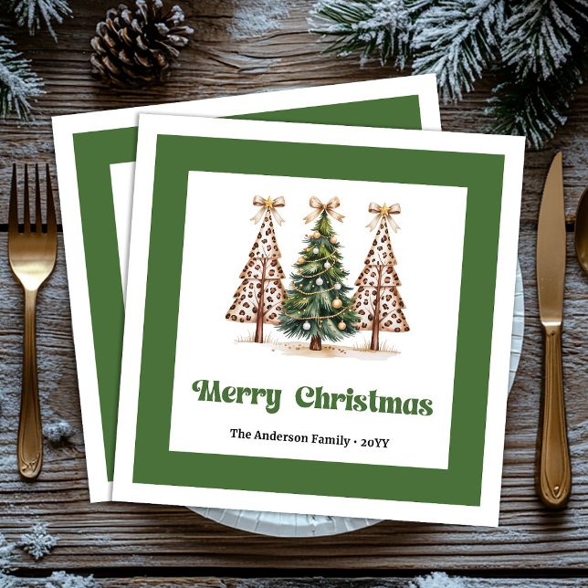 En Papier Serviette de dîner à impression léopard Arbre de N (Glamour Christmas Tree Leopard Print Dinner Napkins!)