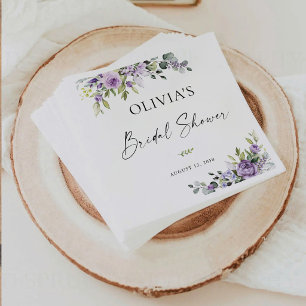 En Papier Serviette de douche de mariage florale violette él