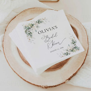 En Papier Serviette de douche de mariée au eucalyptus minima