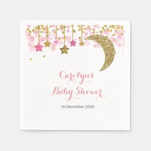 En Papier Serviette de douche de mariée lune rose pailletée