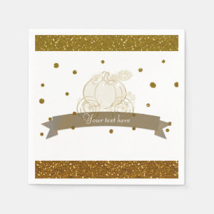 En Papier Serviette de fête à paillettes dorées et pois pour