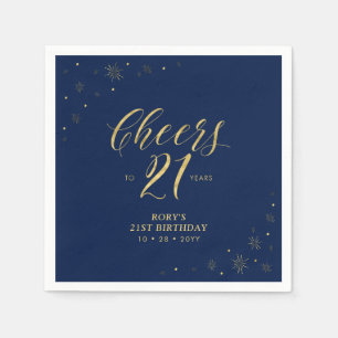 En Papier Serviette de fête d'anniversaire 21 ans moderne Or