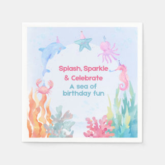 En Papier Serviette de fête d'anniversaire Océan