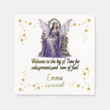 Serviette de fête d'anniversaire personnalisée Fée