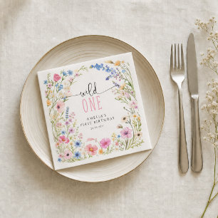 En Papier Serviette de fête d'anniversaire Wildflower Wild O
