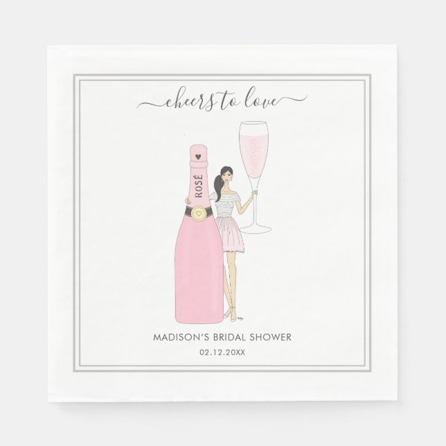 En Papier Serviette de Fête de Fiançailles - Rose Bubbly (Devant)