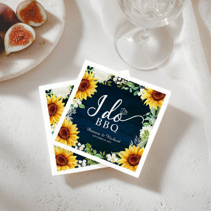 En Papier Serviette de fête de fiançailles Rustic Sunflower 