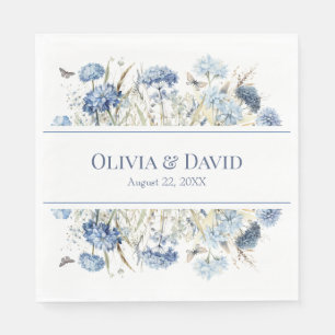 En Papier Serviette de mariage à fleurs sauvages Hortensia b