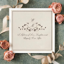 Serviette de mariage à monogramme botanique classi