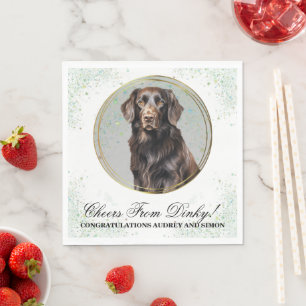 En Papier Serviette de mariage avec photo de retriever à poi