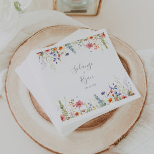 En Papier Serviette de mariage botanique de prairie rustique