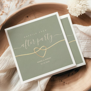 En Papier Serviette de mariage de fête Sage Green Happily Ev