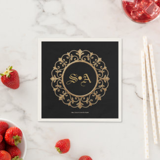 En Papier Serviette de mariage élégante gothique foncée