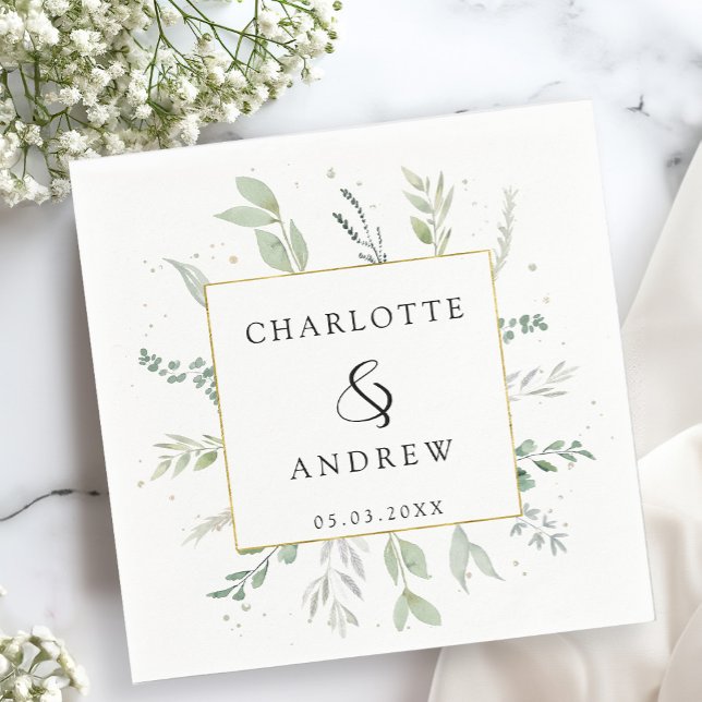 En Papier Serviette de mariage Eucalyptus moderne et élégant (Créateur téléchargé)