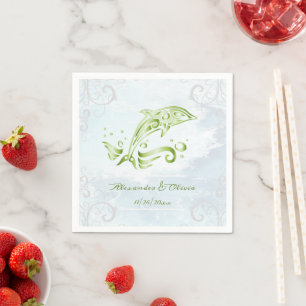 En Papier Serviette de mariage Green Dolphin