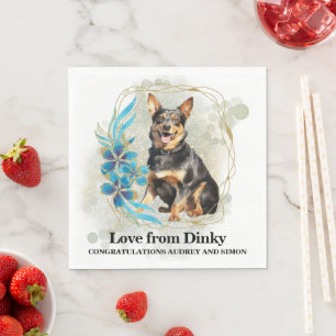 En Papier Serviette de mariage Lancashire Heeler avec photo