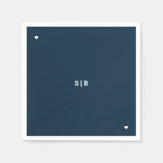 En Papier Serviette de mariage minimaliste Navy