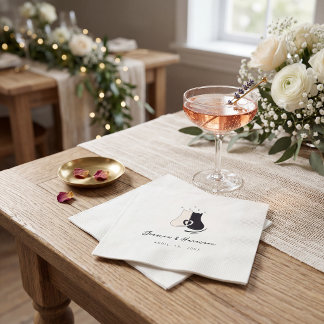 En Papier Serviette de mariage moderne pour chat simple noir