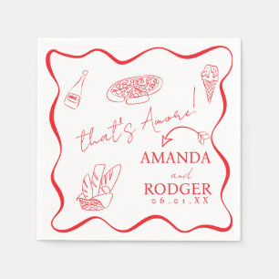 En Papier Serviette de mariage That's Amore Italian Doodles