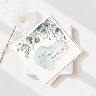 En Papier Serviette de mariage verdure bleu foncé