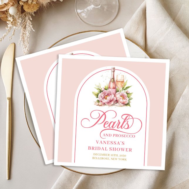 En Papier Serviette de table personnalisée raffinée rose et  (Sophisticated Personalized Blush and Gold Napkin)