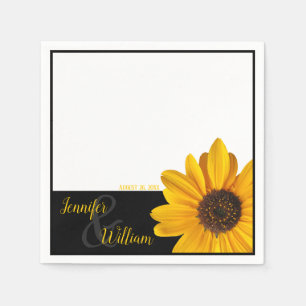 En Papier Serviette de tournesol avec nom du couple et date