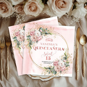 En Papier Serviette florale Eucalyptus Rose Poussiéreuse 15e