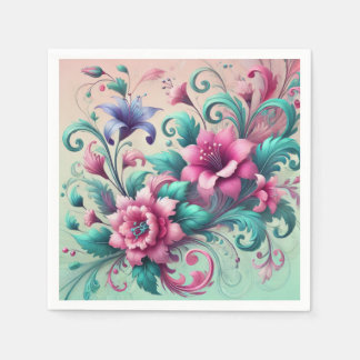 En Papier Serviette imprimée à la florale artisanale - Éléga